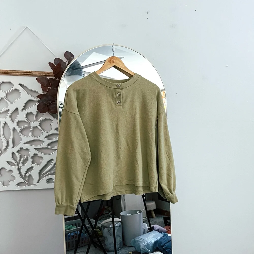 Madewell Olive Green Crew Sweatshirt - Picture 2 of 5